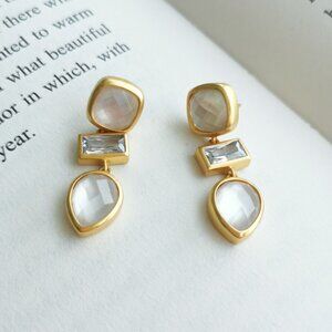 Julie Vos Gold and White Earrings